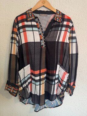 Embroidered Flannel Tunic